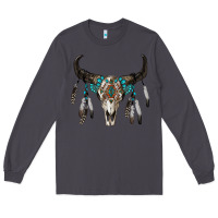 Smoke boho bull skull Long Sleeve Tee - RanaPortraitStore