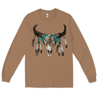 Toasted Coconut boho bull skull Long Sleeve Tee - RanaPortraitStore