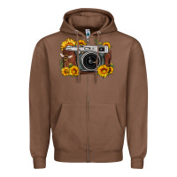 Chestnut sunflower bee vintage camera Zipper Hoodie - FaDigitalArtStudio