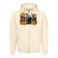 Sandshell sunflower bee vintage camera Zipper Hoodie - FaDigitalArtStudio