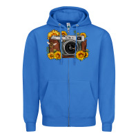 True Royal sunflower bee vintage camera Zipper Hoodie - FaDigitalArtStudio