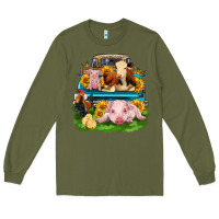 Army Green farm truck animals Long Sleeve Tee - Zillion Design Studio