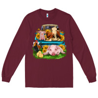 Burgundy farm truck animals Long Sleeve Tee - Zillion Design Studio
