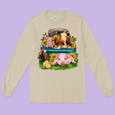 Farm Truck Animals Long Sleeve Tee Designed By Zillion Design Studio
