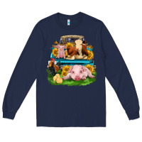 Navy farm truck animals Long Sleeve Tee - Zillion Design Studio