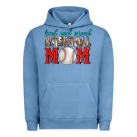 Pigment Pebble Blue Loud And Proud Baseball Mom Urban Hoodie - BundleAndBundleShop
