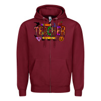 Burgundy teacher halloween Zipper Hoodie - RacoonDesign