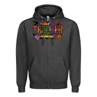Charcoal Heather teacher halloween Zipper Hoodie - RacoonDesign