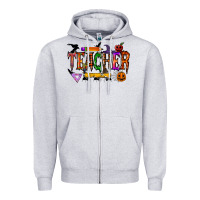 Heather Grey teacher halloween Zipper Hoodie - RacoonDesign