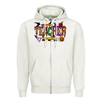 Oatmeal Heather teacher halloween Zipper Hoodie - RacoonDesign