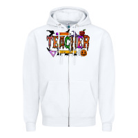 White teacher halloween Zipper Hoodie - RacoonDesign