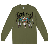 Army Green wild soul boho skull Long Sleeve Tee - RanaPortraitStore