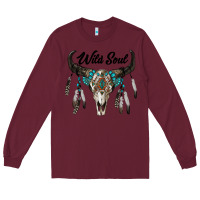 Burgundy wild soul boho skull Long Sleeve Tee - RanaPortraitStore