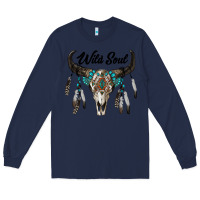 Navy wild soul boho skull Long Sleeve Tee - RanaPortraitStore