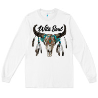 White wild soul boho skull Long Sleeve Tee - RanaPortraitStore