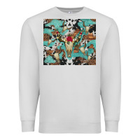 Dove Grey bull skull flowers cowhides and leopard Premium Sweatshirt - Artiststas