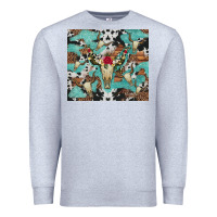 Heather Grey bull skull flowers cowhides and leopard Premium Sweatshirt - Artiststas