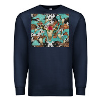 Navy bull skull flowers cowhides and leopard Premium Sweatshirt - Artiststas