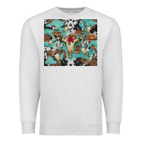 Oatmeal Heather bull skull flowers cowhides and leopard Premium Sweatshirt - Artiststas