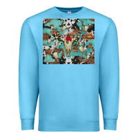 Ocean Blue bull skull flowers cowhides and leopard Premium Sweatshirt - Artiststas