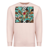 Pale Pink bull skull flowers cowhides and leopard Premium Sweatshirt - Artiststas