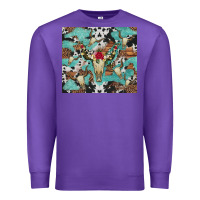 Purple bull skull flowers cowhides and leopard Premium Sweatshirt - Artiststas