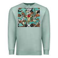 Seafoam bull skull flowers cowhides and leopard Premium Sweatshirt - Artiststas