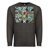 Smoke bull skull flowers cowhides and leopard Premium Sweatshirt - Artiststas