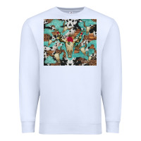 White bull skull flowers cowhides and leopard Premium Sweatshirt - Artiststas