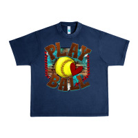 Navy play ball softball Urban Heavy Tee - texasbilliewilder