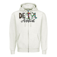 Oatmeal Heather dentalassistant Zipper Hoodie - CowhideDigitalArt