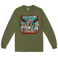 Army Green wild soul boho skull with background Long Sleeve Tee - RanaPortraitStore