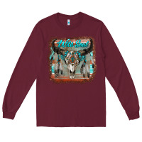 Burgundy wild soul boho skull with background Long Sleeve Tee - RanaPortraitStore