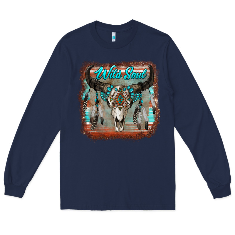 Wild Soul Boho Skull With Background Long Sleeve Tee by RanaPortraitStore | Teevron