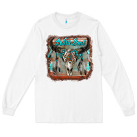 White wild soul boho skull with background Long Sleeve Tee - RanaPortraitStore
