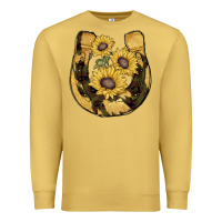 Antique Gold horseshoe sunflower camouflage Premium Sweatshirt - AdoDesignShop