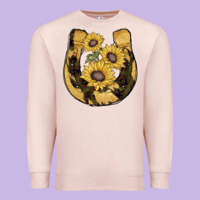 Horseshoe Sunflower Camouflage Premium Sweatshirt Designed By Adodesignshop