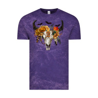 Cloud Purple Halloween Bull Skull Vintage Tee - RanaPortraitStore