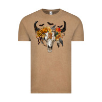 Vintage Coffee Halloween Bull Skull Vintage Tee - RanaPortraitStore