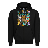 Black Chillin with my peeps Easter Zipper Hoodie - OliviaCreatesArt