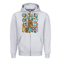 Heather Grey Chillin with my peeps Easter Zipper Hoodie - OliviaCreatesArt