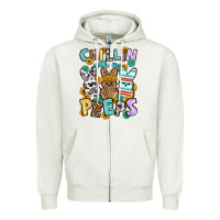 Oatmeal Heather Chillin with my peeps Easter Zipper Hoodie - OliviaCreatesArt