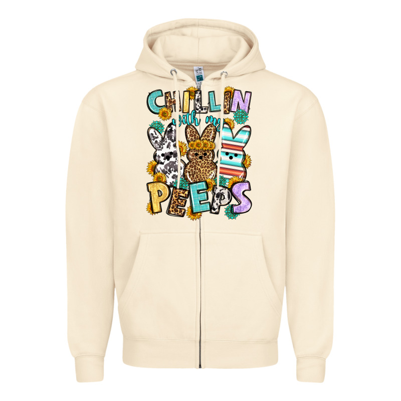 Chillin With My Peeps Easter Zipper Hoodie by OliviaCreatesArt | Teevron