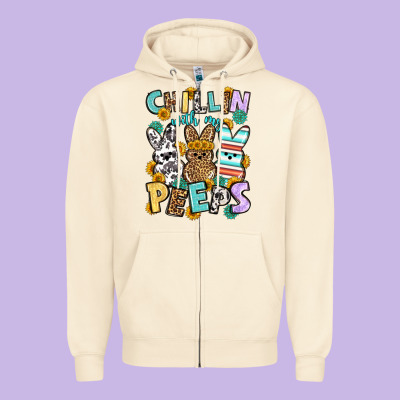 Chillin With My Peeps Easter Zipper Hoodie Designed By Oliviacreatesart