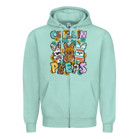 Seafoam Chillin with my peeps Easter Zipper Hoodie - OliviaCreatesArt