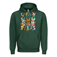 Sports Green Chillin with my peeps Easter Zipper Hoodie - OliviaCreatesArt