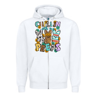 White Chillin with my peeps Easter Zipper Hoodie - OliviaCreatesArt