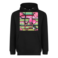 Black Nurse Stethoscope Seamless Pattern Heavyweight Hoodie - BundleAndBundleShop