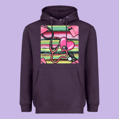 Nurse Stethoscope Seamless Pattern Heavyweight Hoodie Designed By Bundleandbundleshop