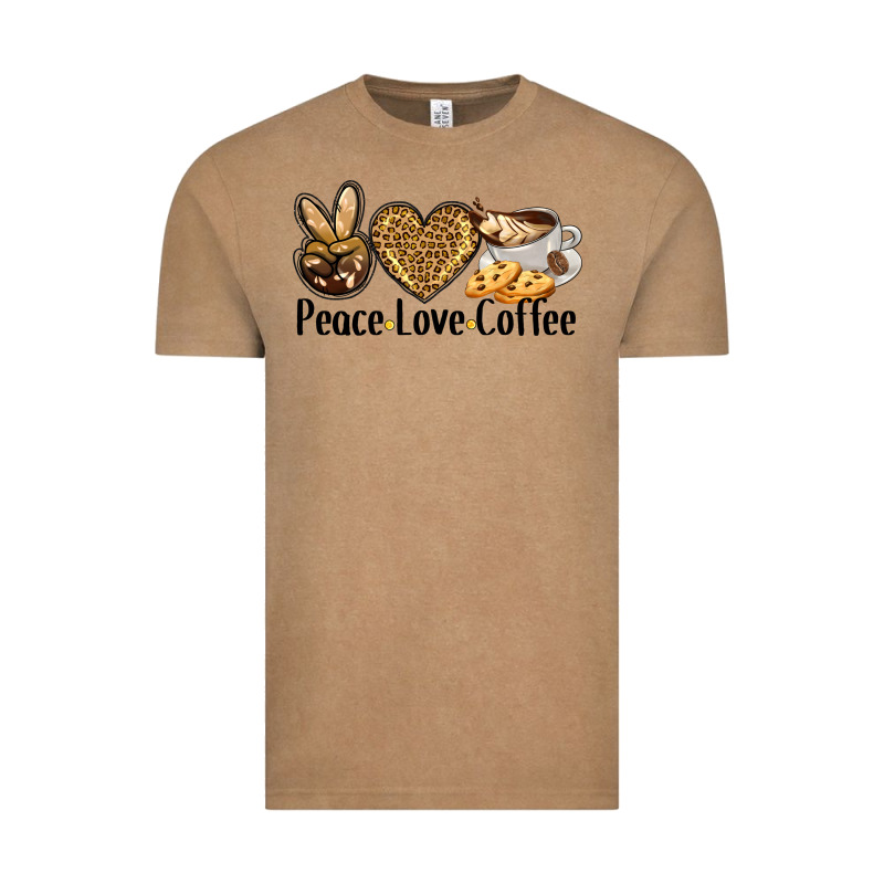 Peace Love Coffee Vintage Tee by BarkalooDesign | Teevron
